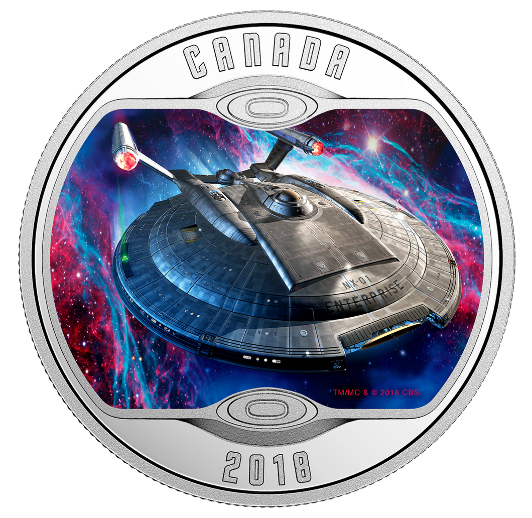 Star Trek Enterprise NX-01 - Pure Silver Glow-In-The-Dark Colored Coin (2018)