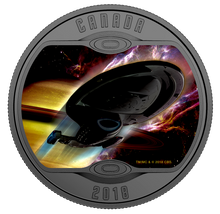 Load image into Gallery viewer, Star Trek U.S.S. Voyager NCC-74656 - Pure Silver Glow-In-The-Dark Colored Coin (2018)
