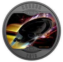 Load image into Gallery viewer, Star Trek U.S.S. Voyager NCC-74656 - Pure Silver Glow-In-The-Dark Colored Coin (2018)