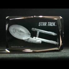 Load image into Gallery viewer, Star Trek TOS Enterprise NCC 1701 Etched Crystal Art Cube - Small