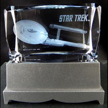 Load image into Gallery viewer, Star Trek TOS Enterprise NCC 1701 Etched Crystal Art Cube - Small
