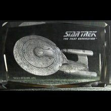 Load image into Gallery viewer, Star Trek The Next Generation Enterprise NCC 1701-D Etched Crystal Art Cube - Small
