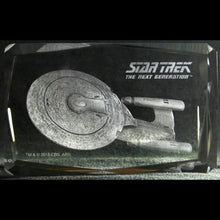 Load image into Gallery viewer, Star Trek The Next Generation Enterprise NCC 1701-D Etched Crystal Art Cube - Small