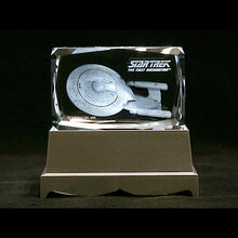 Load image into Gallery viewer, Star Trek The Next Generation Enterprise NCC 1701-D Etched Crystal Art Cube - Small