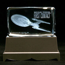Load image into Gallery viewer, Star Trek First Contact Enterprise NCC 1701-E Etched Crystal Art Cube - Small