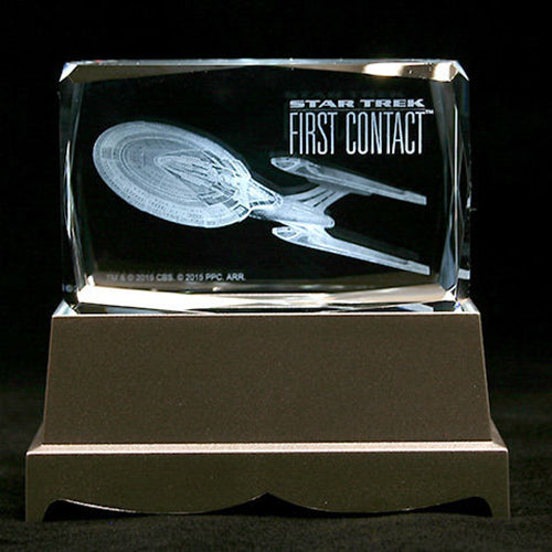 Star Trek First Contact Enterprise NCC 1701-E Etched Crystal Art Cube - Small