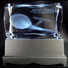 Load image into Gallery viewer, Star Trek The Motion Picture Enterprise NCC 1701 Refit Etched Crystal Art Cube - Small
