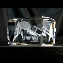 Load image into Gallery viewer, Star Trek 50th Anniversary Etched Crystal Art Cube - Side Angle
