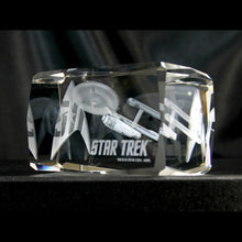Load image into Gallery viewer, Star Trek 50th Anniversary Etched Crystal Art Cube - Side Angle