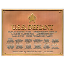 Load image into Gallery viewer, USS Defiant NX 74205 Dedication Plaque Front