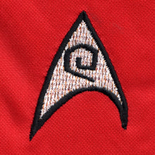 Load image into Gallery viewer, Star Trek Classic Scotty Red Shirt Deluxe Costume Close Up
