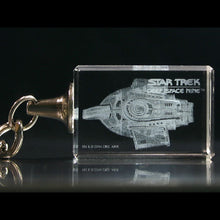 Load image into Gallery viewer, Star Trek Defiant Etched Crystal Art Keychain