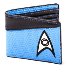Load image into Gallery viewer, Star Trek Blue Shirt Bifold Wallet - Front