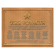 Load image into Gallery viewer, USS Voyager NCC 74656 Dedication Plaque Front