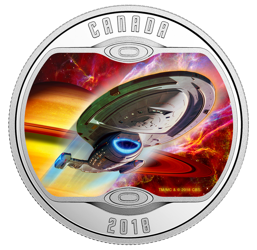 Star Trek U.S.S. Voyager NCC-74656 - Pure Silver Glow-In-The-Dark Colored Coin (2018)