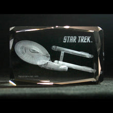 Load image into Gallery viewer, Star Trek TOS Enterprise NCC 1701 Etched Crystal Art Cube - Small
