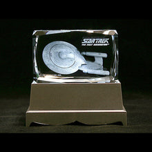 Load image into Gallery viewer, Star Trek The Next Generation Enterprise NCC 1701-D Etched Crystal Art Cube - Small
