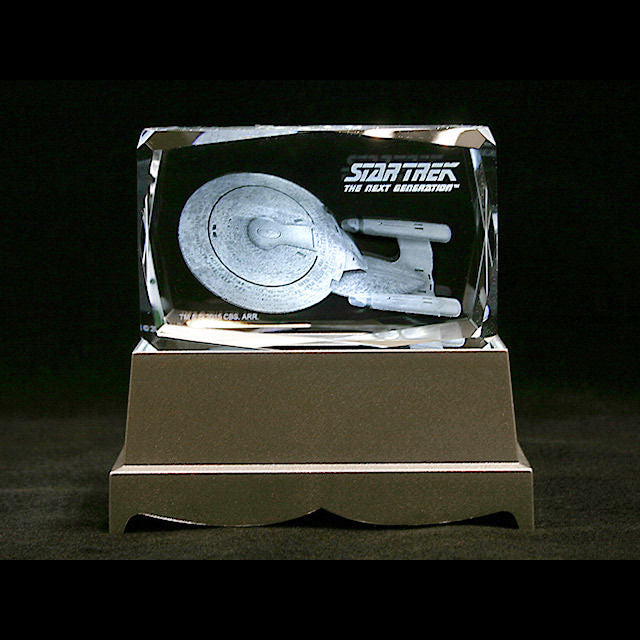 Star Trek The Next Generation Enterprise NCC 1701-D Etched Crystal Art Cube - Small