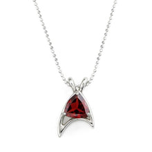 Load image into Gallery viewer, Starfleet Trillion Necklace in Red Garnet
