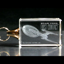 Load image into Gallery viewer, Star Trek Enterprise 1701-E Etched Crystal Art Keychain
