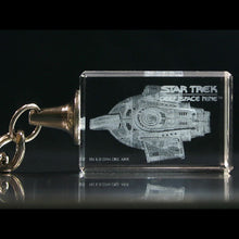 Load image into Gallery viewer, Star Trek Defiant Etched Crystal Art Keychain
