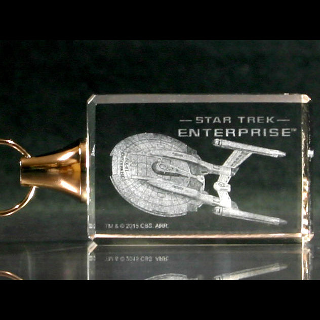 Star Trek NX-01 Etched Crystal Art Keychain