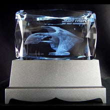 Load image into Gallery viewer, Star Trek Romulan Warbird Etched Crystal Art Cube - Small
