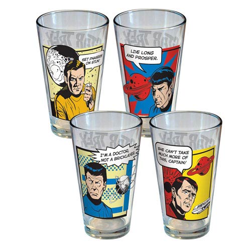Star Trek Comic Strip Pint Glasses - Set of 4