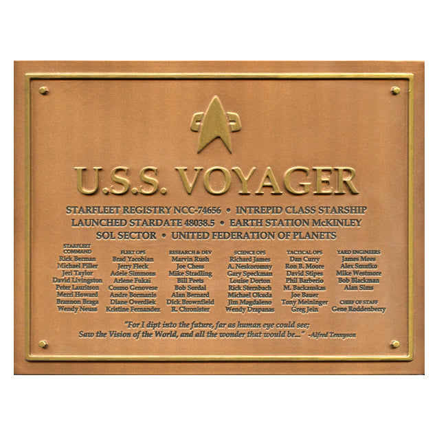USS Voyager NCC 74656 Dedication Plaque Front